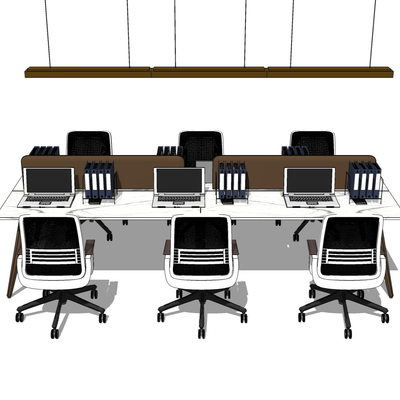  现代办公桌椅组合su模型 