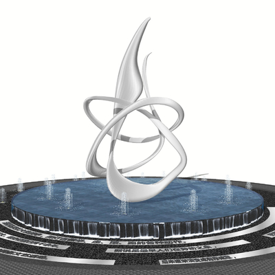 现代抽象雕塑水景喷泉su模型