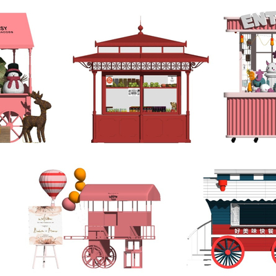  现代快餐车su模型 