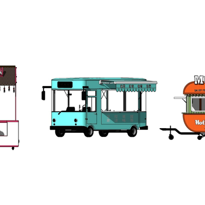  现代快餐车su模型 