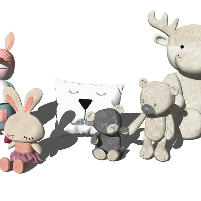  现代布娃娃儿童玩具su模型 