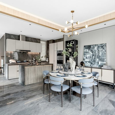 HWCD设计 现代轻奢餐厅厨房