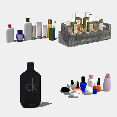  现代护肤品沐浴清洁用品su模型 
