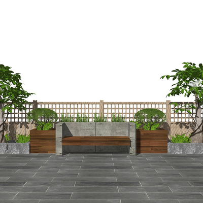  现代户外公用椅su模型 