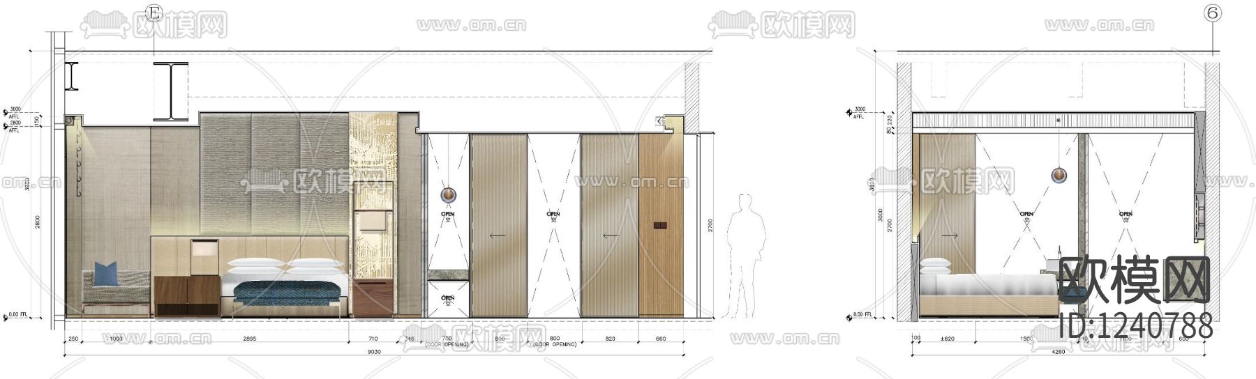中国江阴澄星万豪酒店客房设计方案+效果图下载（渲染图7）