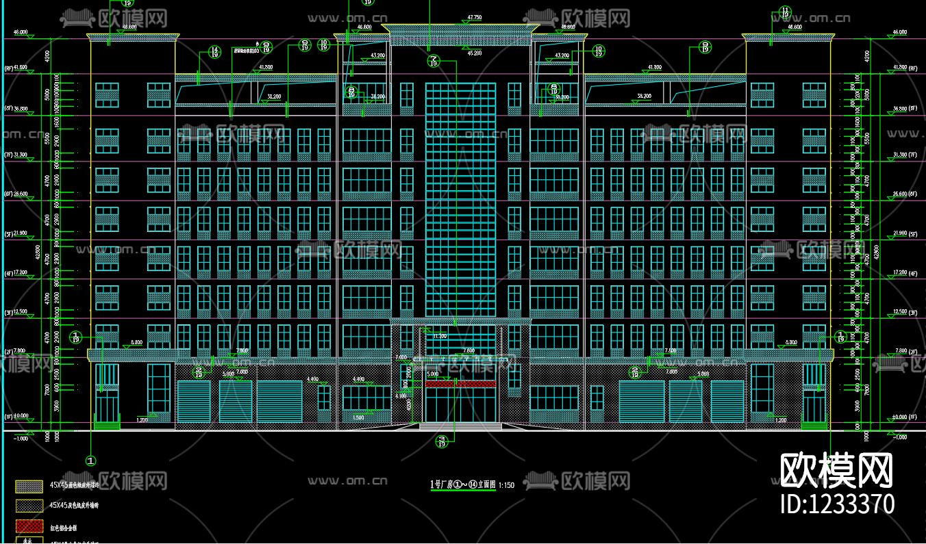 电子厂研发大楼cad施工图