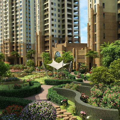 欧式小区绿化园林景观3d模型