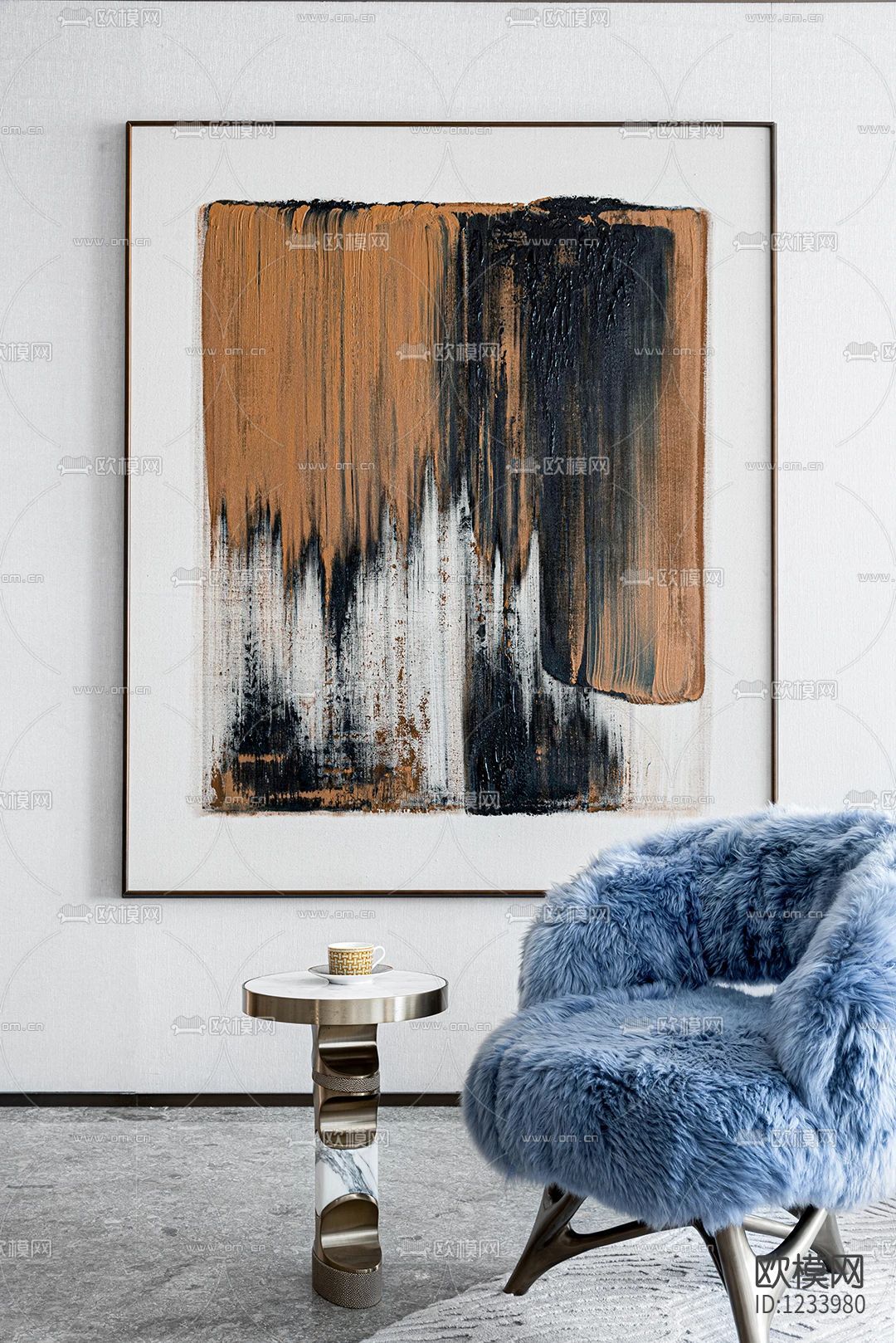 上海海珀外滩283m²大平层样板间效果图CAD施工图下载（渲染图2）