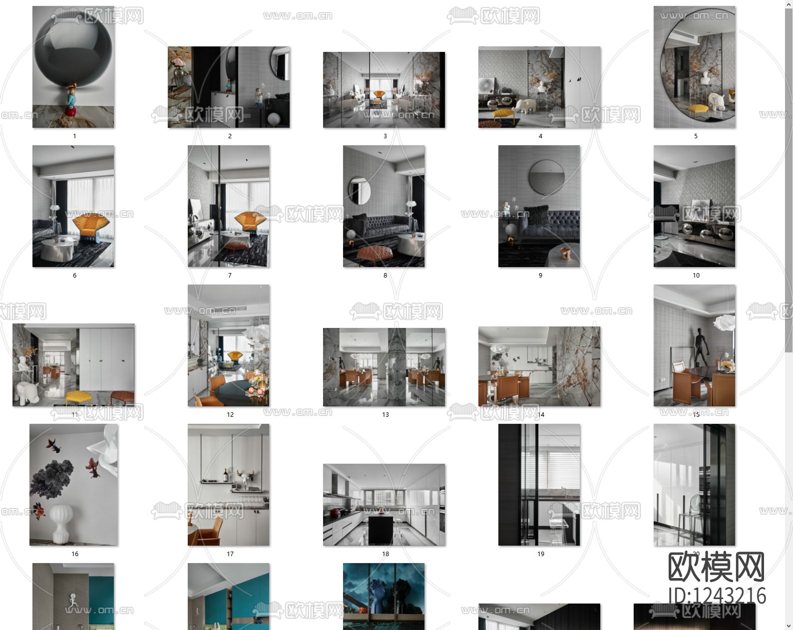 力设计现代样板房220m²CAD施工图+临摹3D模型下载（渲染图7）