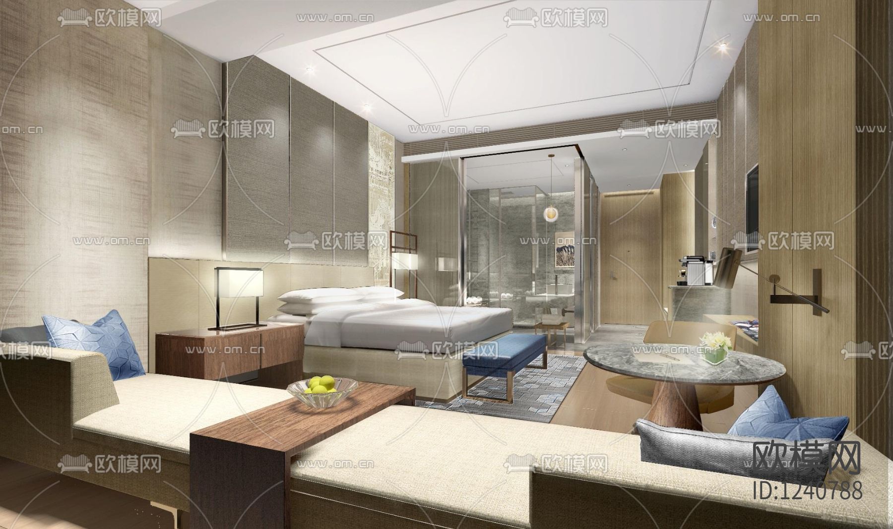 中国江阴澄星万豪酒店客房设计方案+效果图下载（渲染图1）