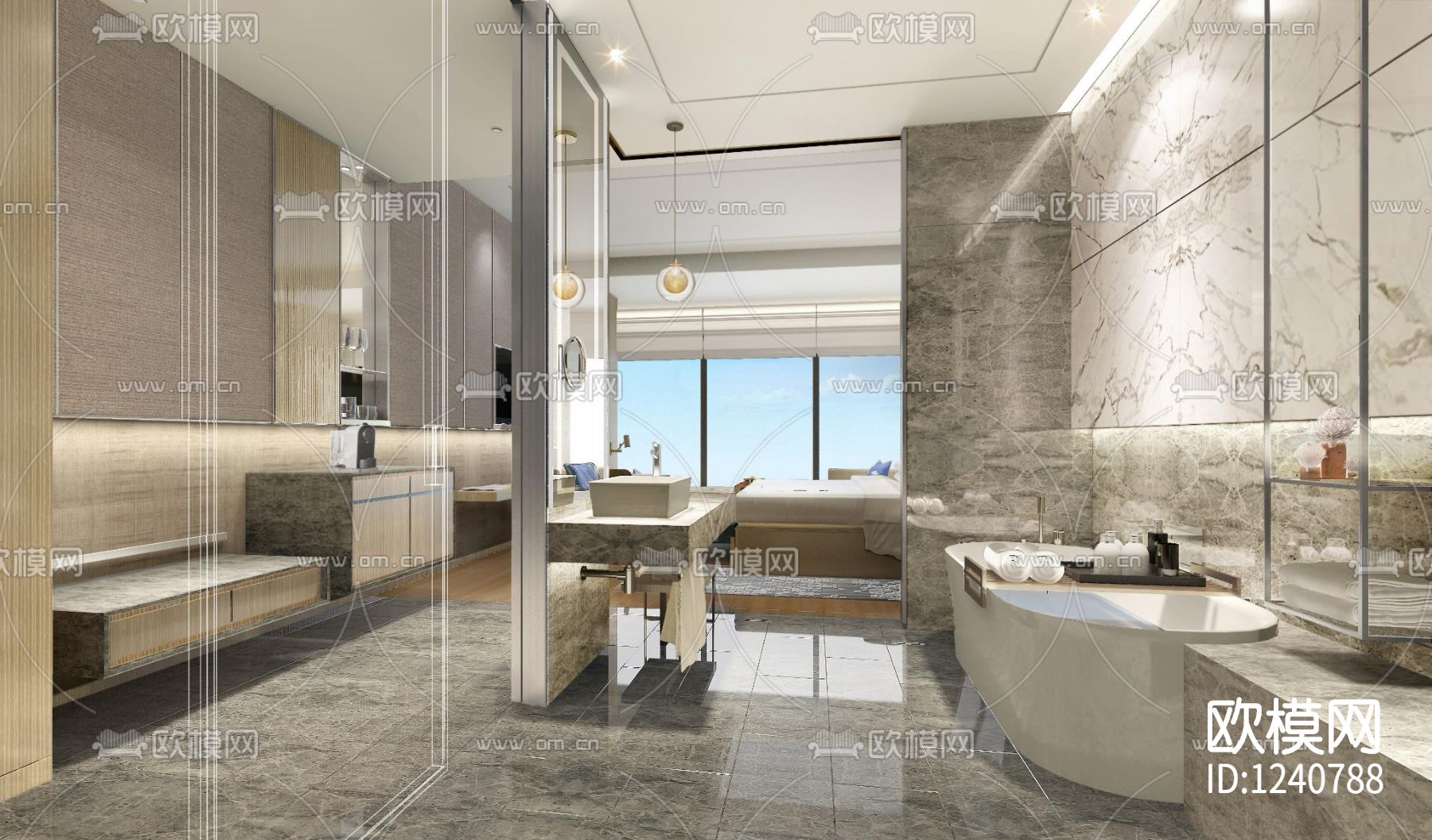 中国江阴澄星万豪酒店客房设计方案+效果图下载（渲染图2）