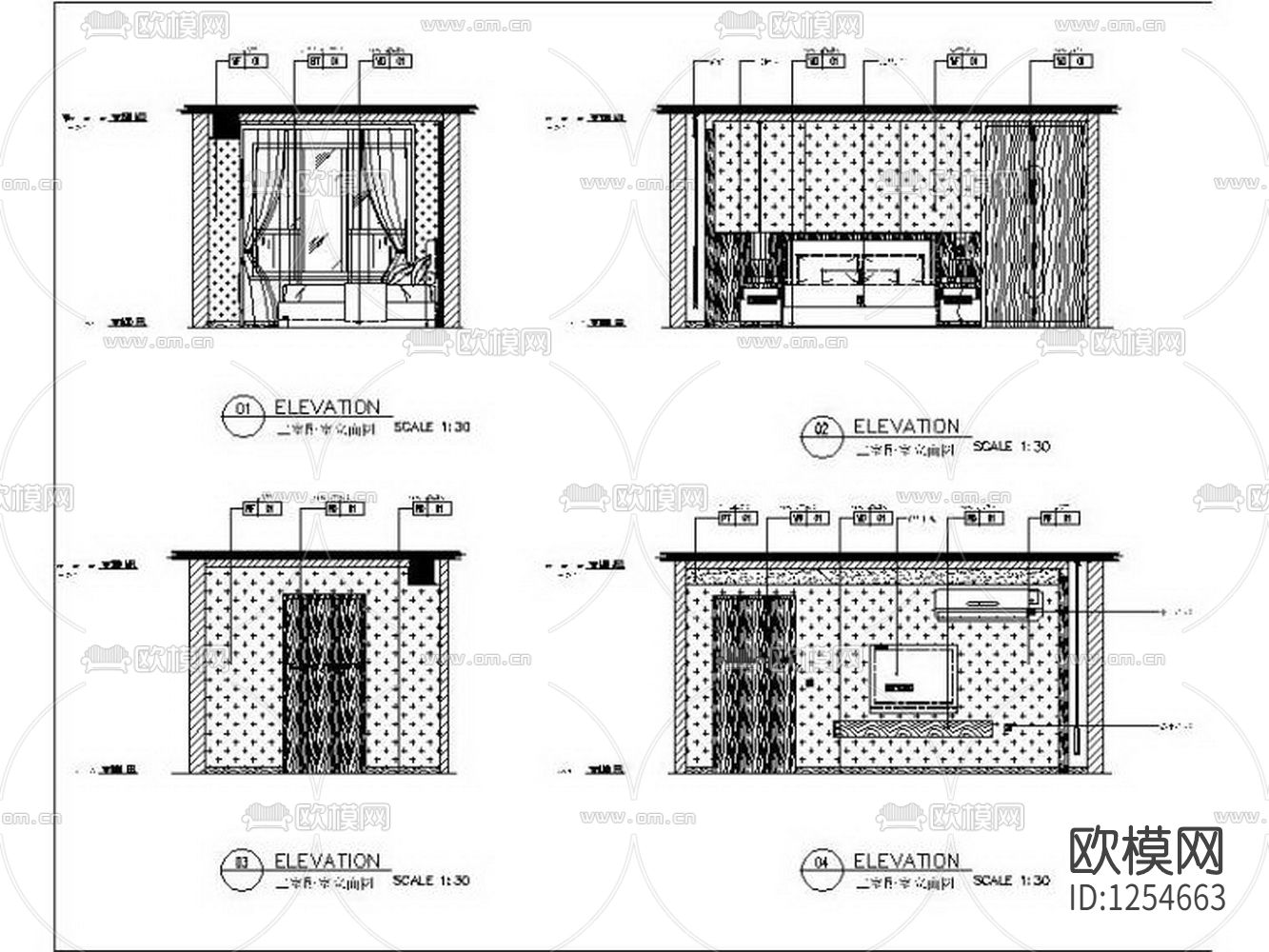 高档养老院两居室客房室内设计施工图下载（渲染图2）