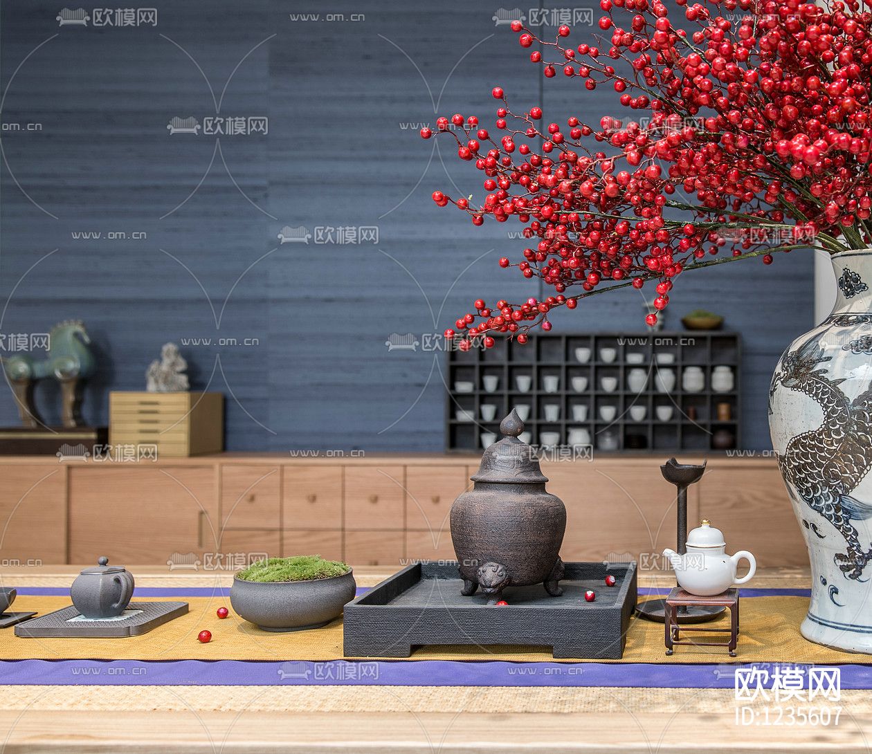 新中式别墅样板房下载（渲染图4）