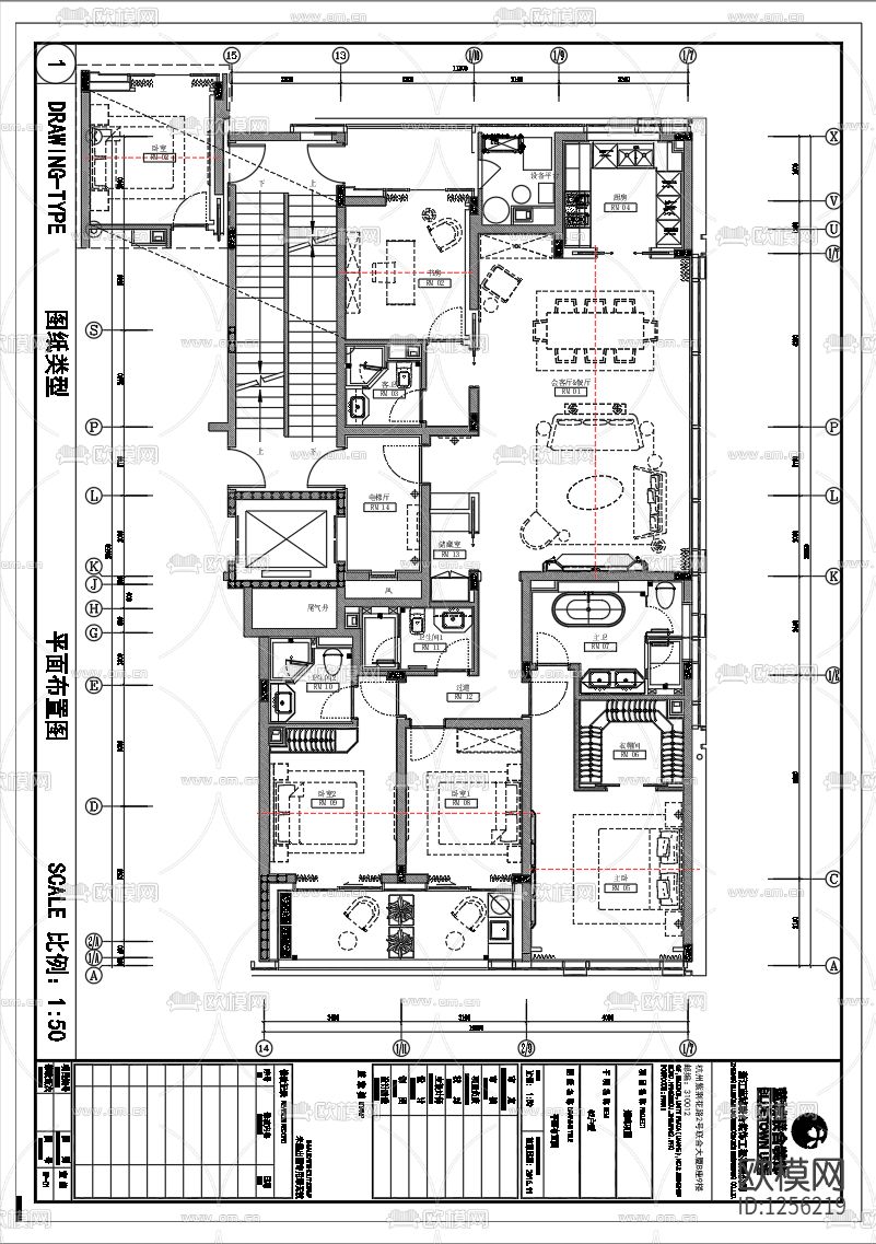 杭州188大平层样板间cad施工图下载（渲染图7）