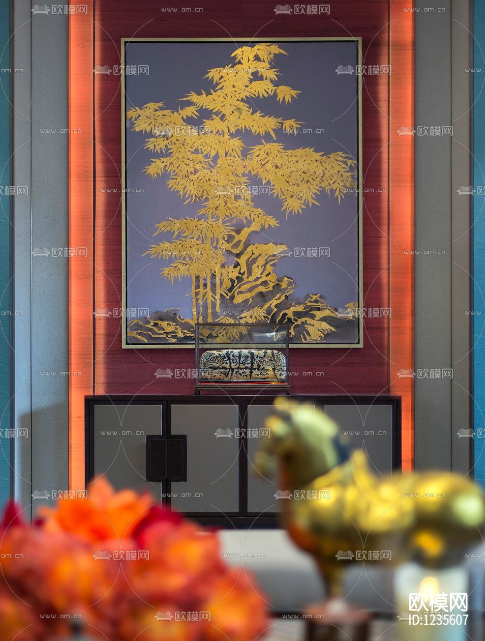 新中式别墅样板房下载（渲染图3）