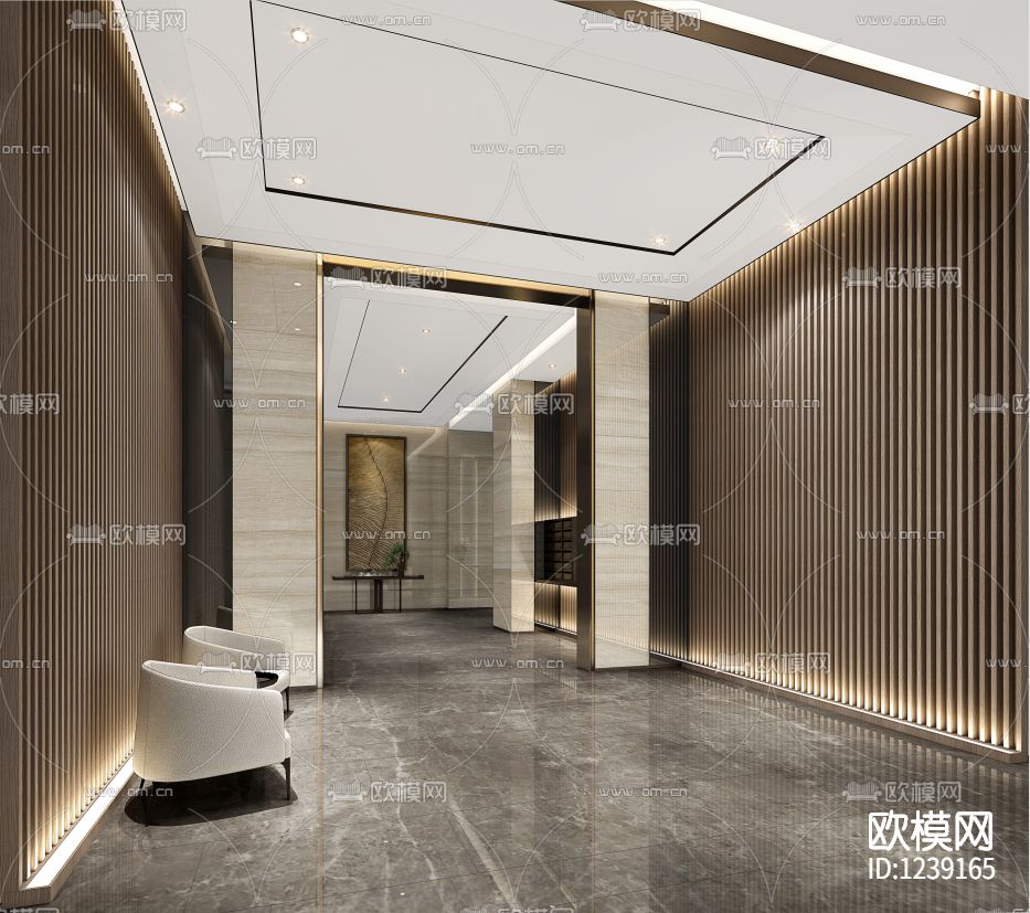 大堂施工图效果图案-免费3dmax模型库-欧模网