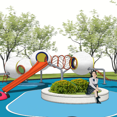 现代儿童创意滑梯su模型