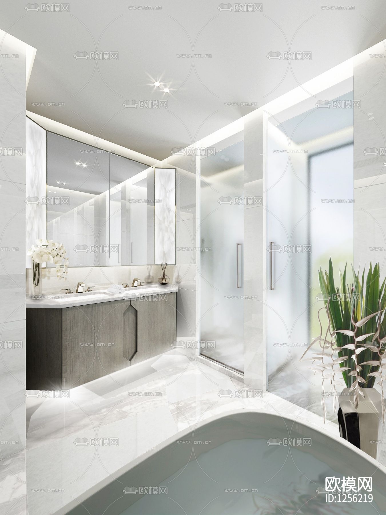 杭州188大平层样板间cad施工图下载（渲染图4）