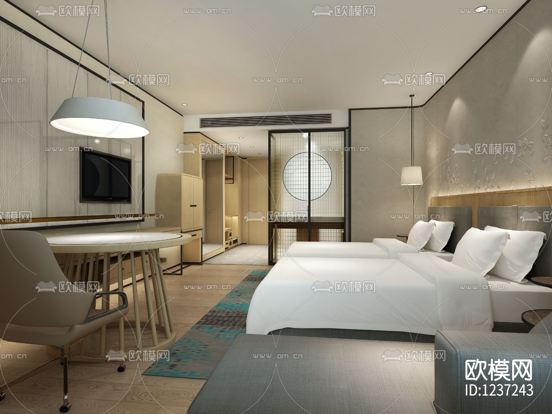 酒店全套图纸 内含效果图下载（渲染图1）