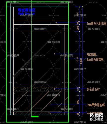 银行现金柜台 剖面节点大样图