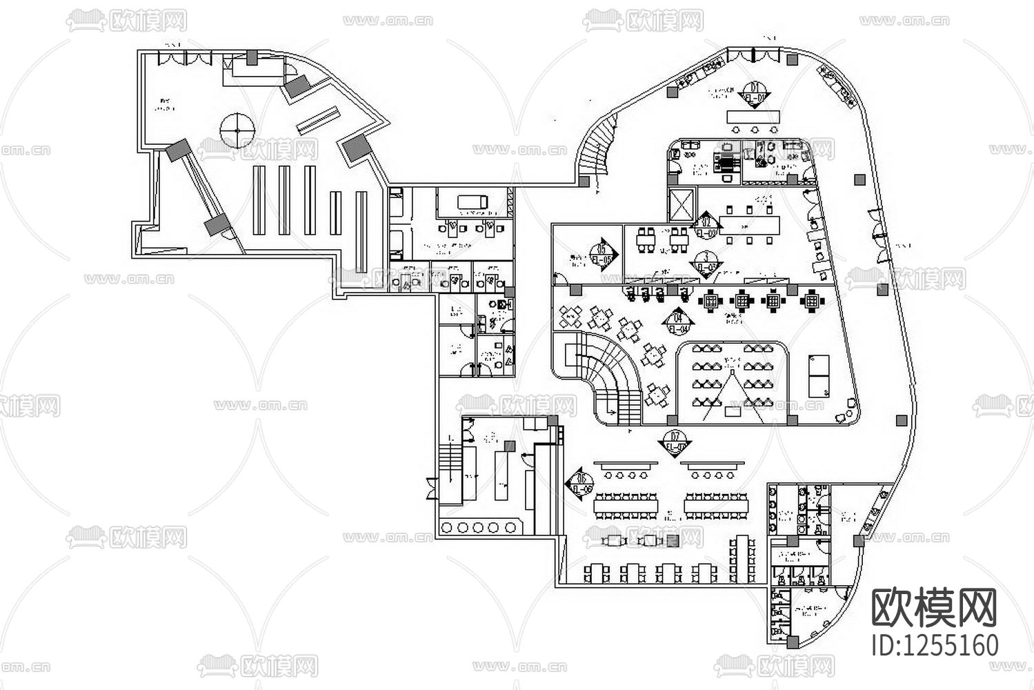 养老院室内装修cad施工图下载（渲染图1）