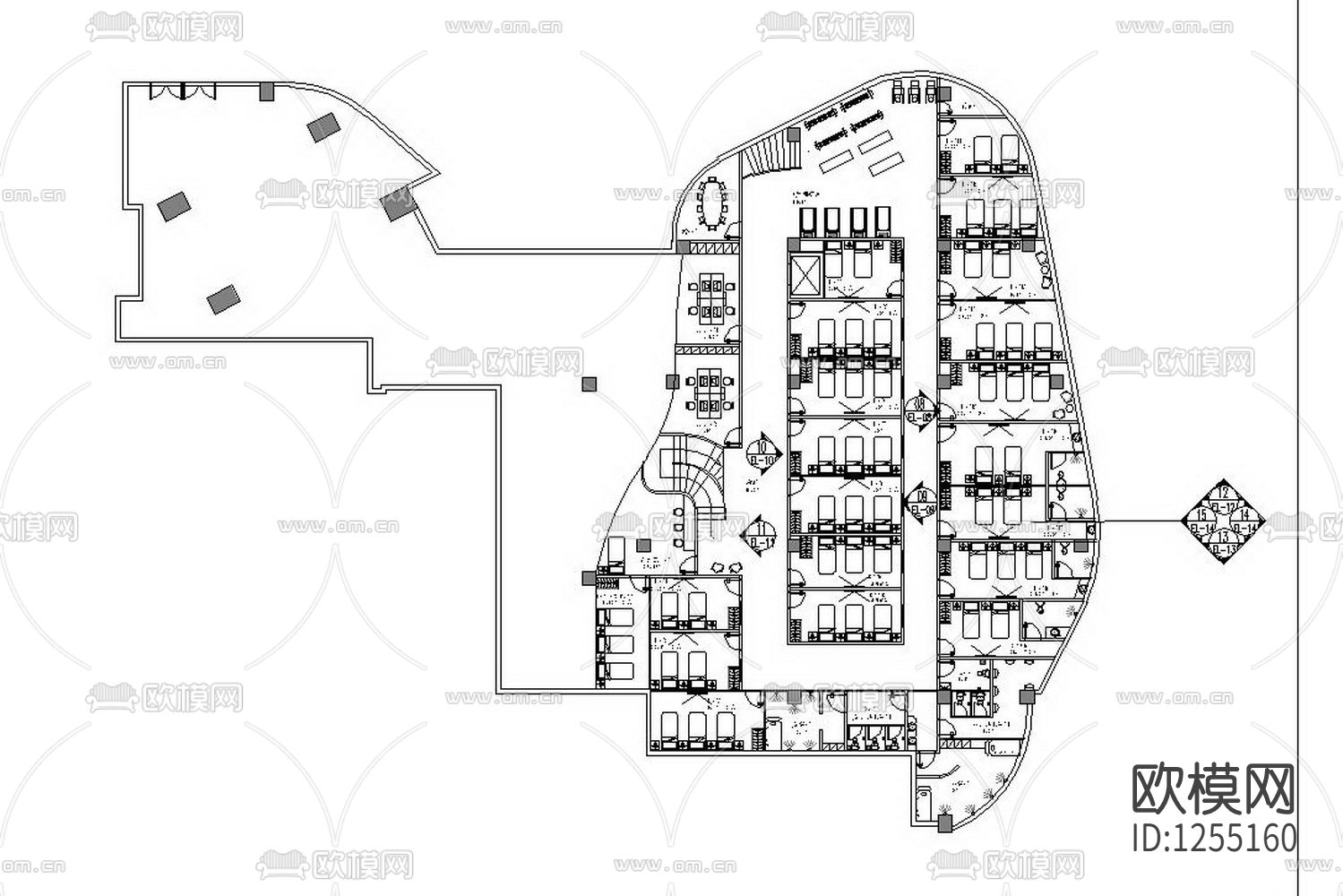 养老院室内装修cad施工图下载（渲染图2）