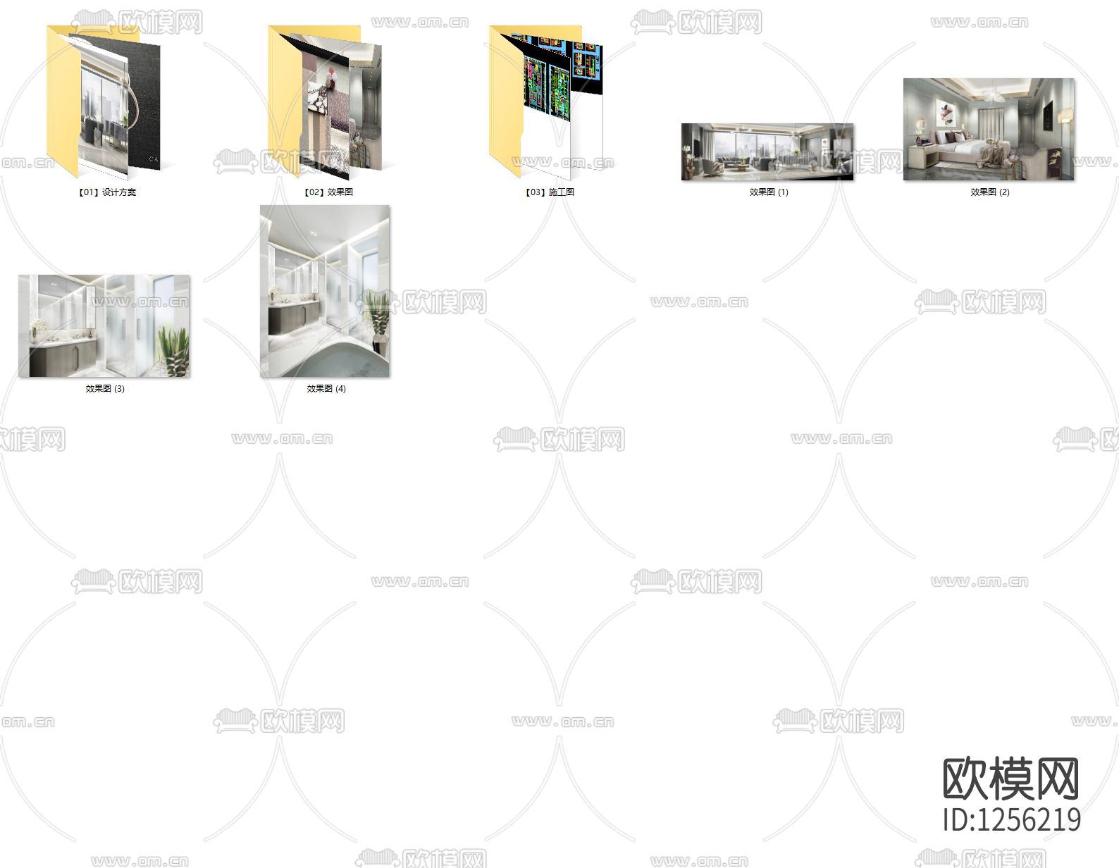 杭州188大平层样板间cad施工图下载（渲染图6）