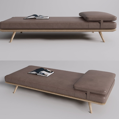  现代皮革床尾凳脚踏su模型 