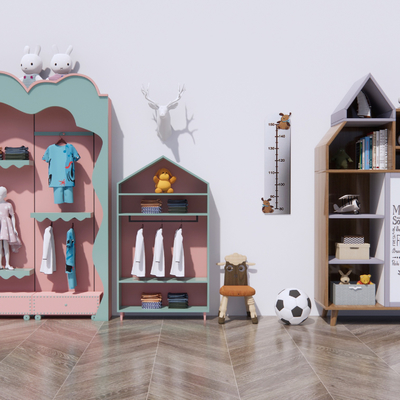  现代儿童衣柜su模型 