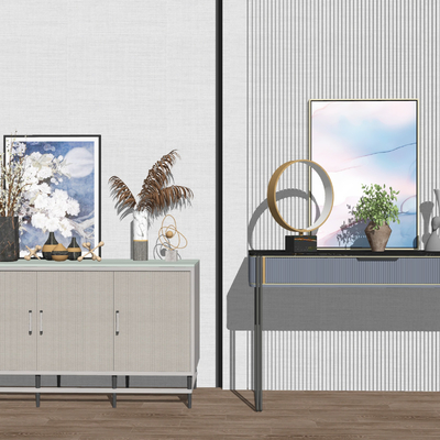 现代轻奢玄关边柜su模型