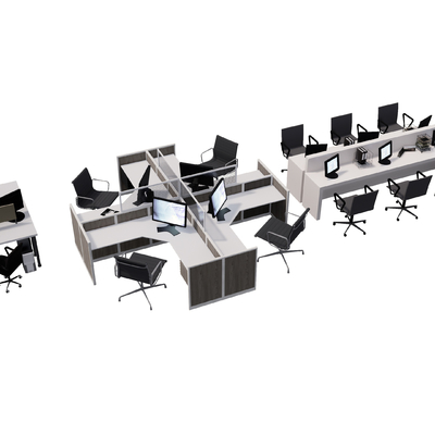  现代办公卡位su模型 