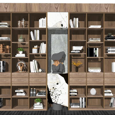 现代书柜书架su模型