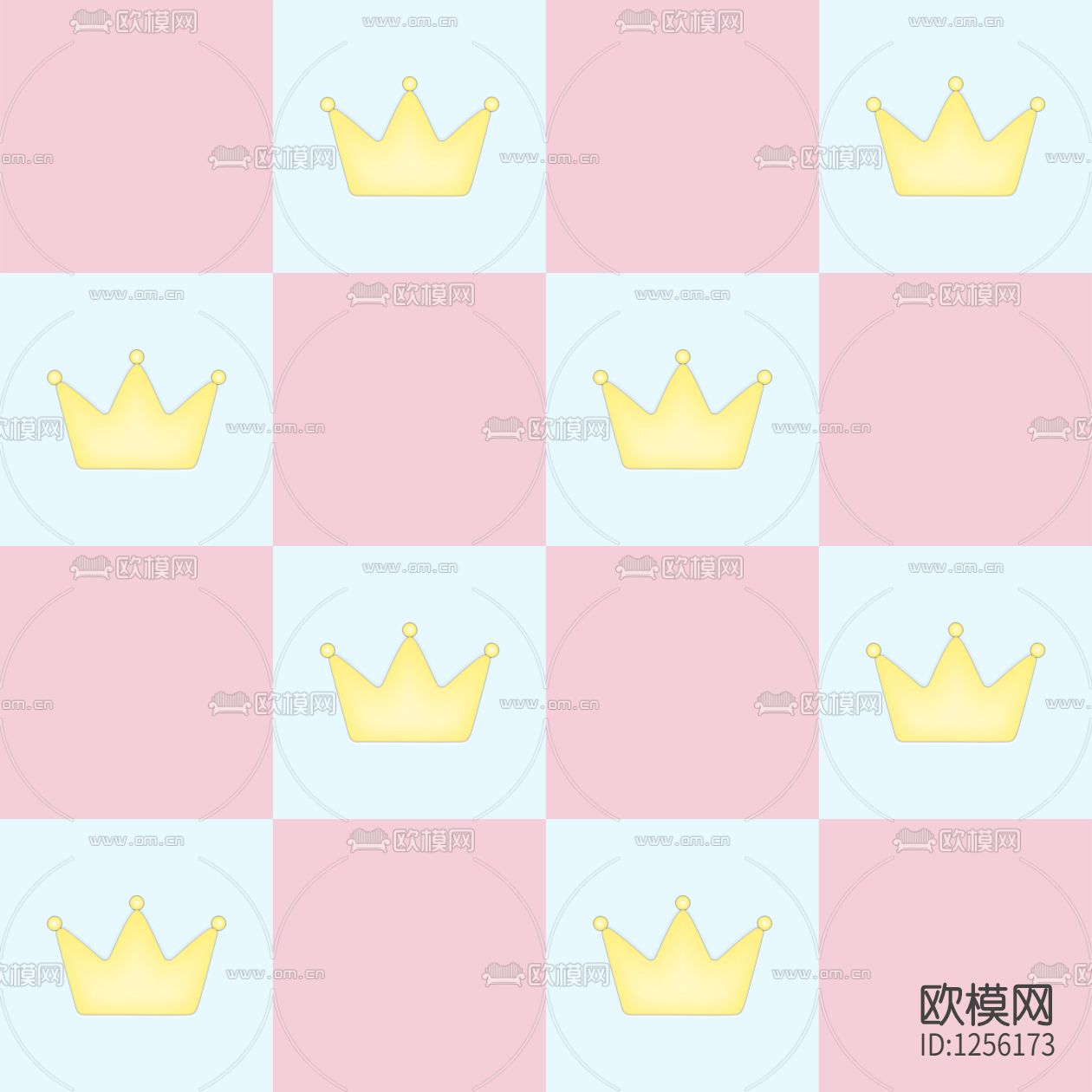 儿童房卡通皇冠壁纸下载（渲染图5）