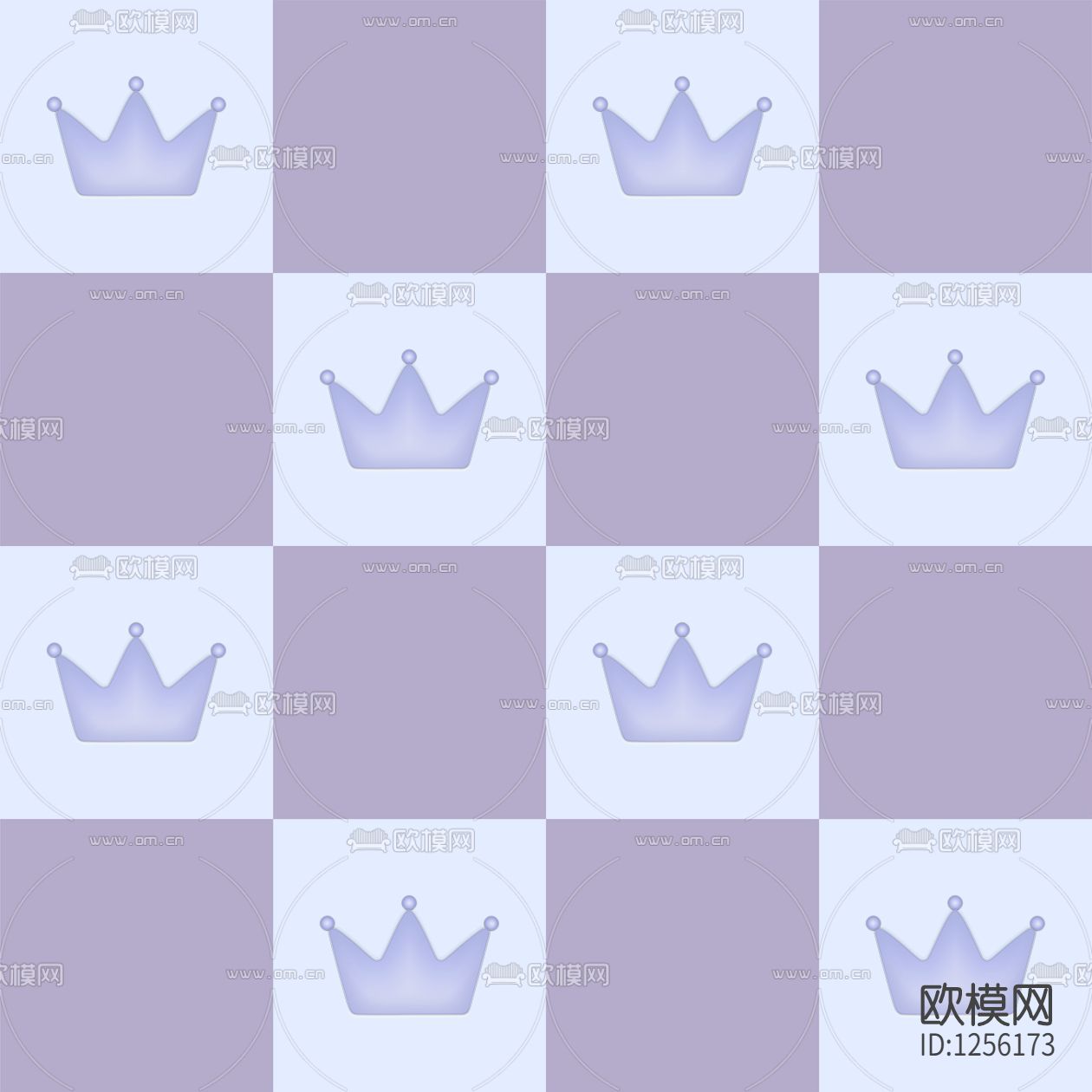 儿童房卡通皇冠壁纸下载（渲染图3）