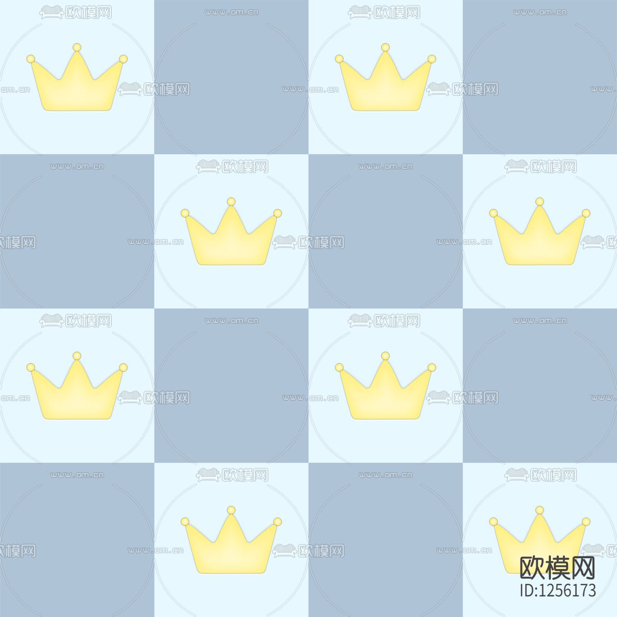 儿童房卡通皇冠壁纸下载（渲染图2）