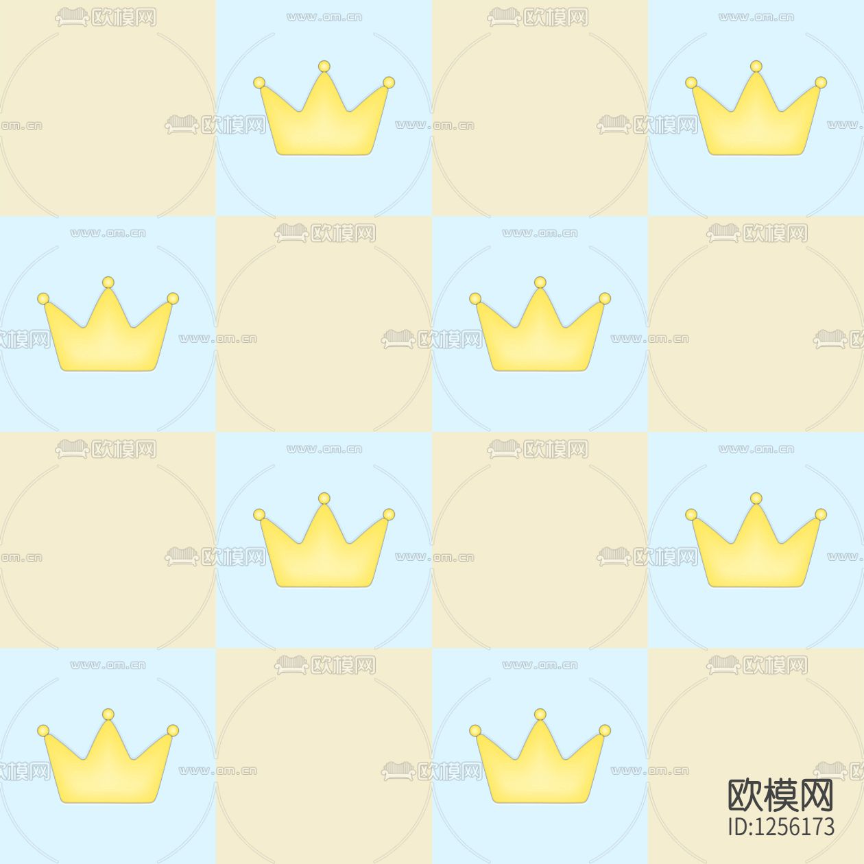 儿童房卡通皇冠壁纸下载（渲染图4）