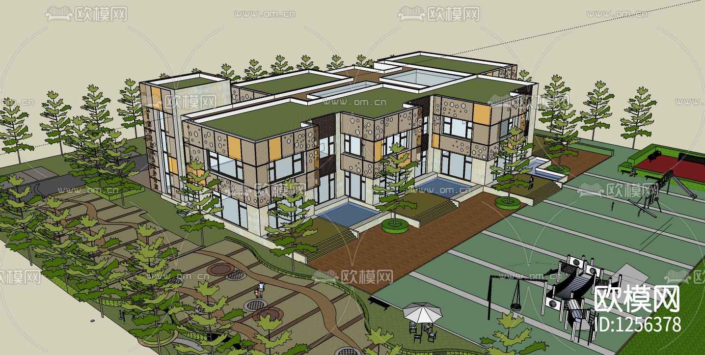 幼儿园cad施工图下载（渲染图3）