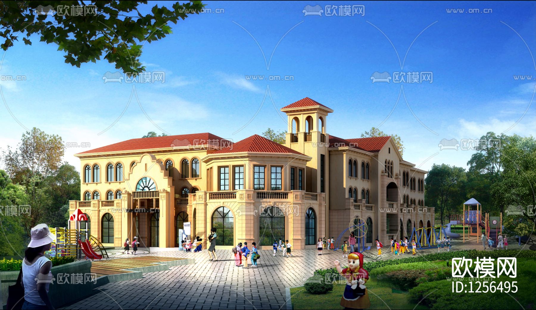 现代幼儿园cad施工图下载（渲染图4）