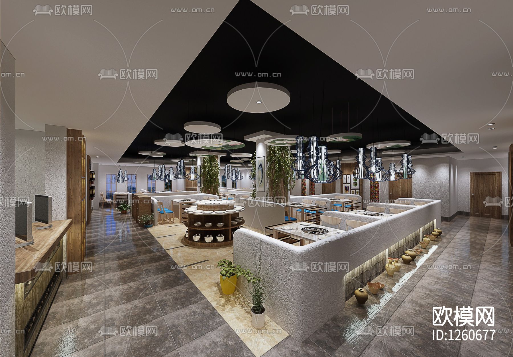 网红自助火锅店室内装修cad施工图