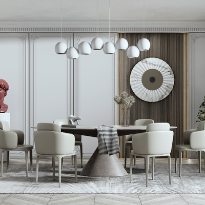 现代餐桌椅su模型