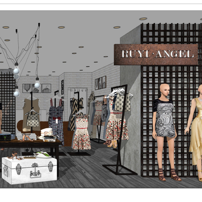  现代女装专卖店su模型 