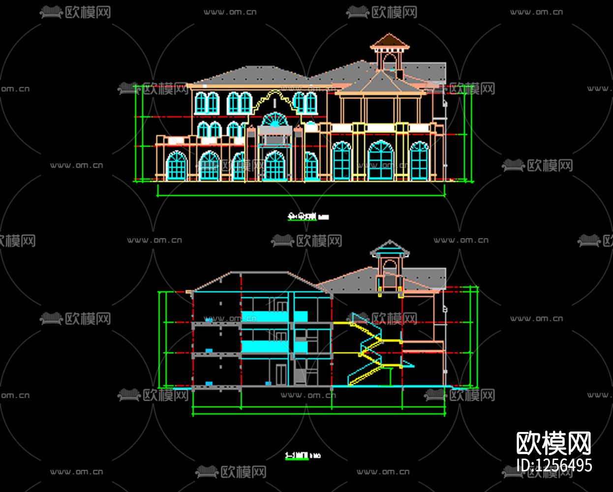 现代幼儿园cad施工图下载（渲染图2）