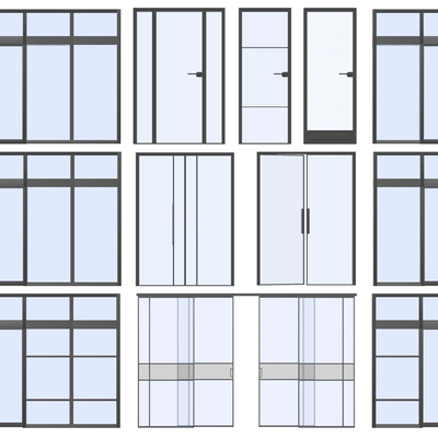 现代玻璃推拉门感应门su模型