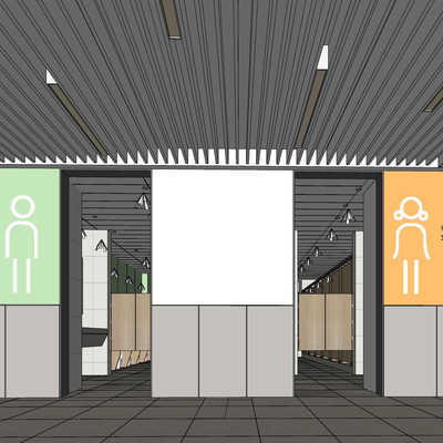  现代公共卫生间su模型 