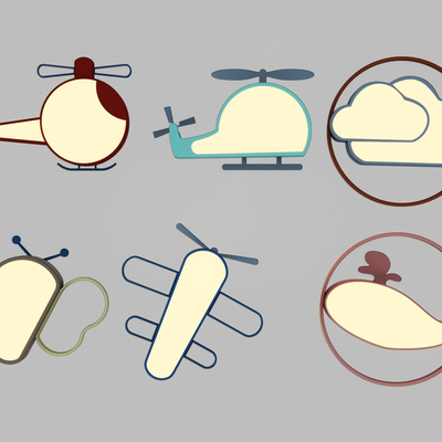  现代儿童卡通吸顶灯su模型 
