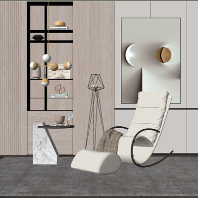  现代布艺休闲躺椅su模型 