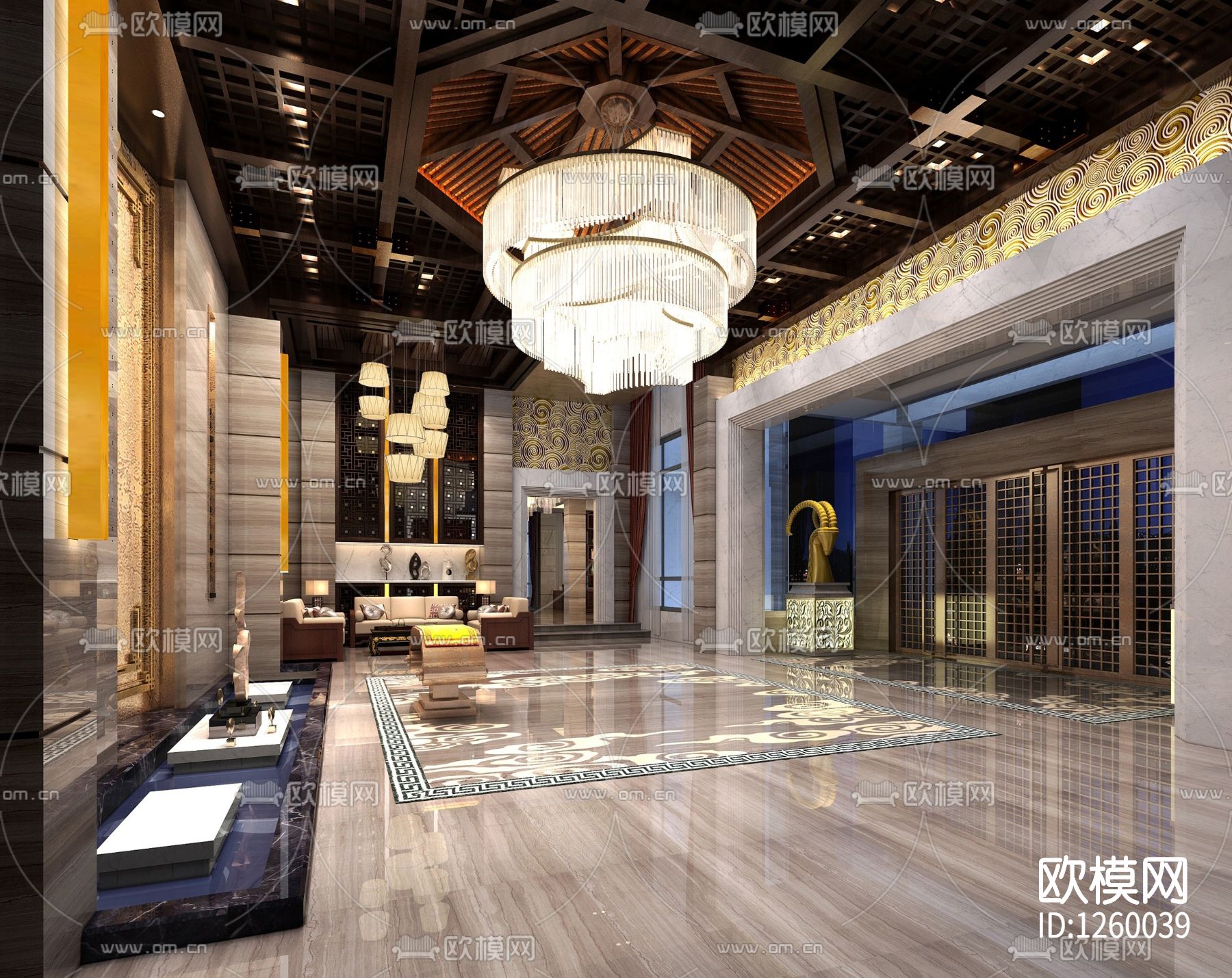 天润曲轴天福山会所cad施工图下载（渲染图1）