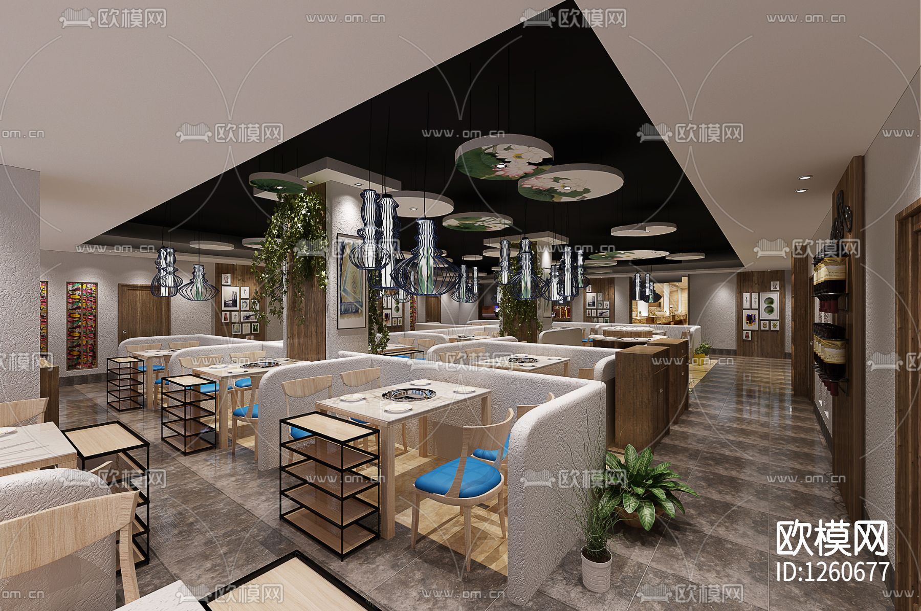 网红自助火锅店室内装修cad施工图