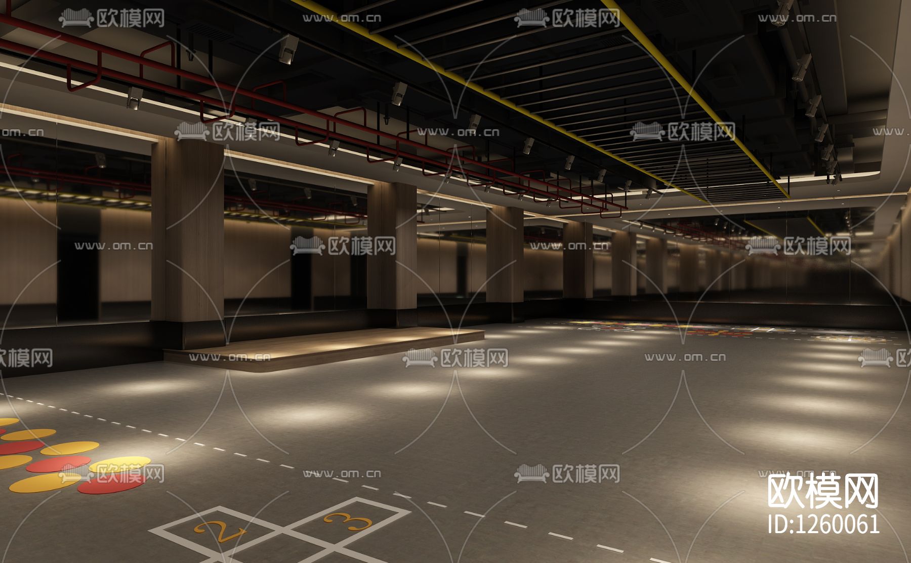 尊爵汇健身中心室内cad施工图下载（渲染图2）