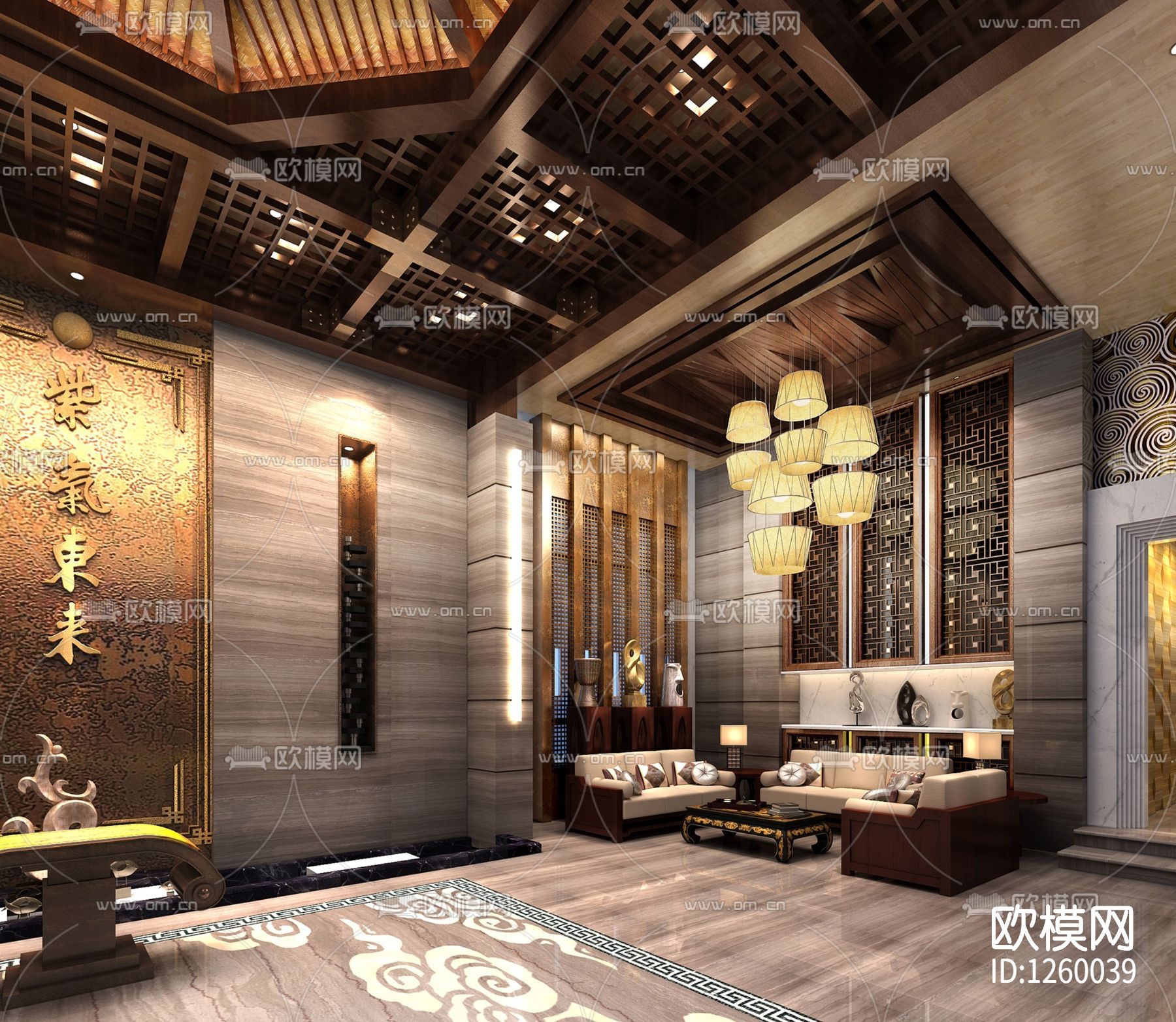 天润曲轴天福山会所cad施工图下载（渲染图3）